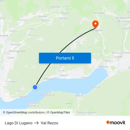 Lago Di Lugano to Val Rezzo map