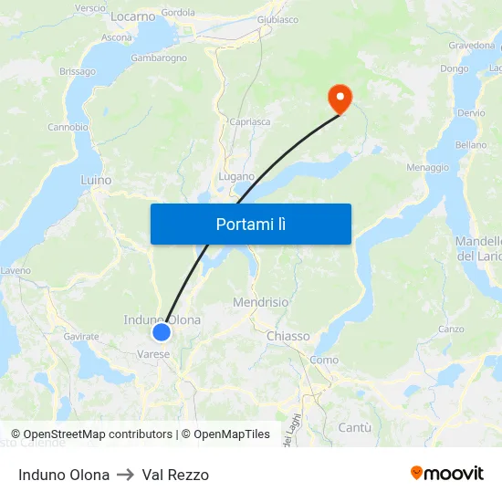 Induno Olona to Val Rezzo map