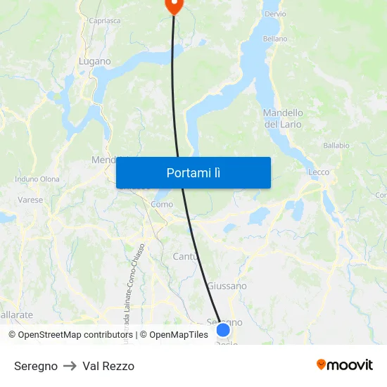 Seregno to Val Rezzo map