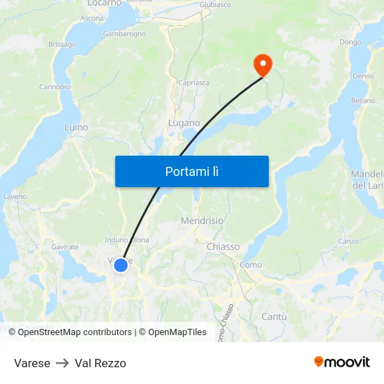 Varese to Val Rezzo map