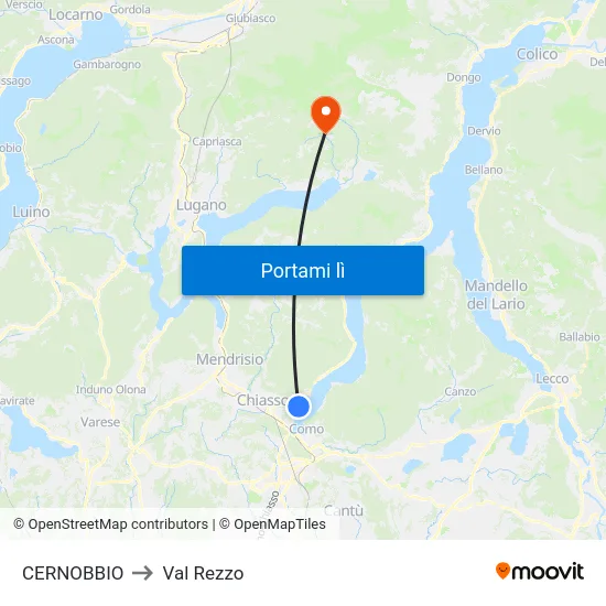 CERNOBBIO to Val Rezzo map