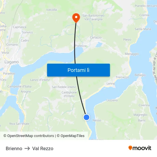 Brienno to Val Rezzo map