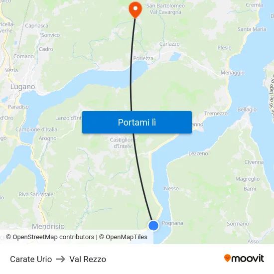 Carate Urio to Val Rezzo map