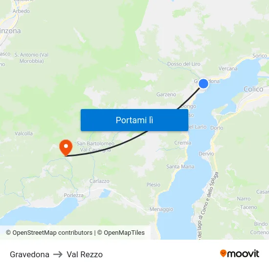 Gravedona to Val Rezzo map