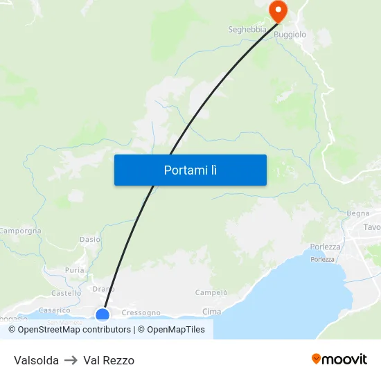 Valsolda to Val Rezzo map