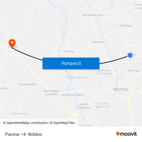 Parona to Robbio map