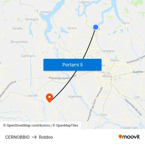 CERNOBBIO to Robbio map