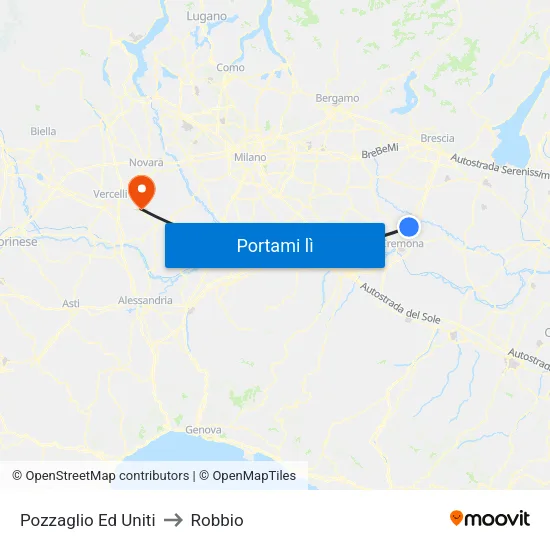 Pozzaglio Ed Uniti to Robbio map