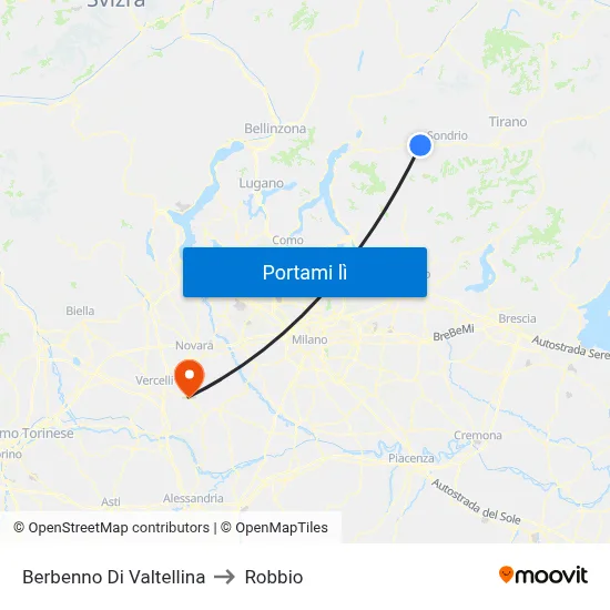 Berbenno Di Valtellina to Robbio map
