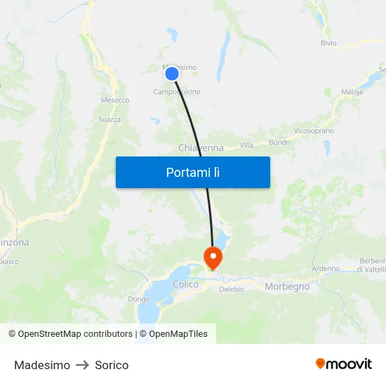 Madesimo to Sorico map