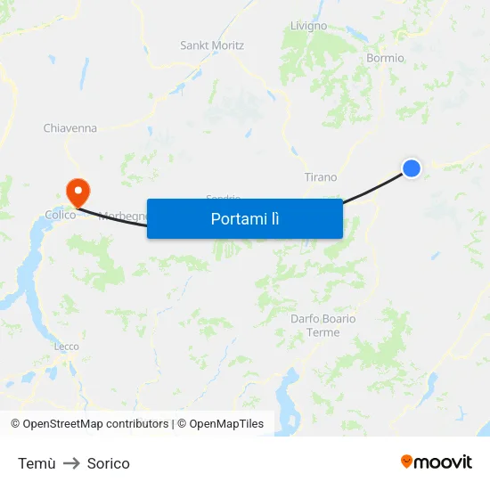 Temù to Sorico map