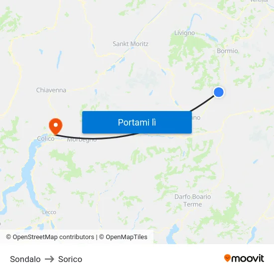 Sondalo to Sorico map