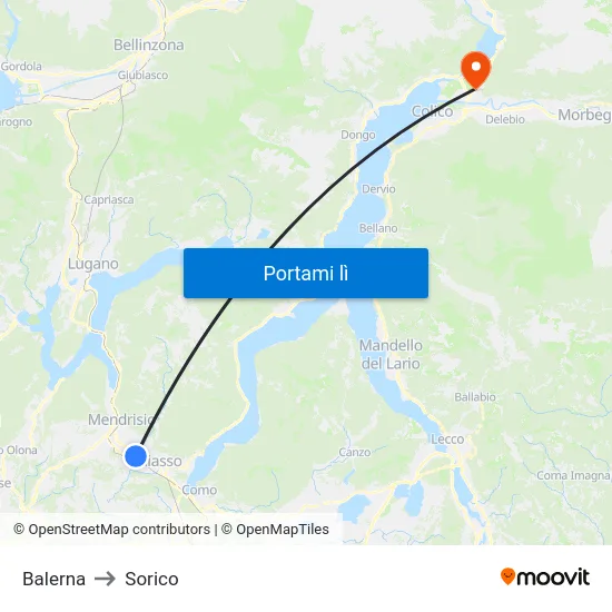 Balerna to Sorico map
