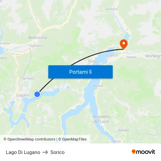 Lago Di Lugano to Sorico map