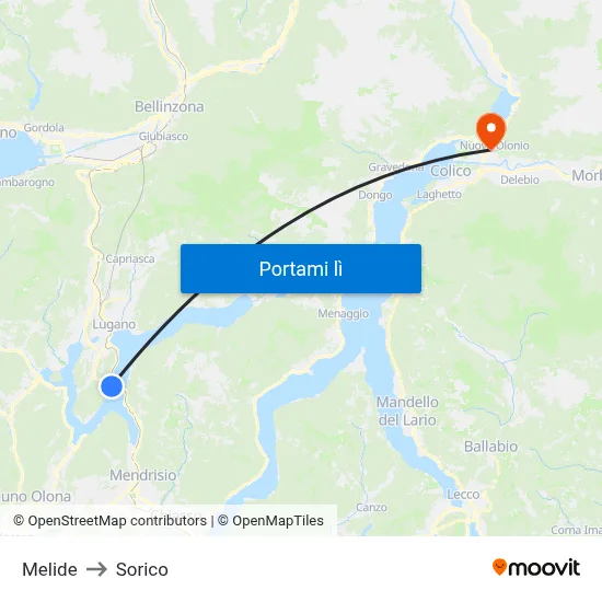 Melide to Sorico map