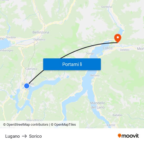 Lugano to Sorico map