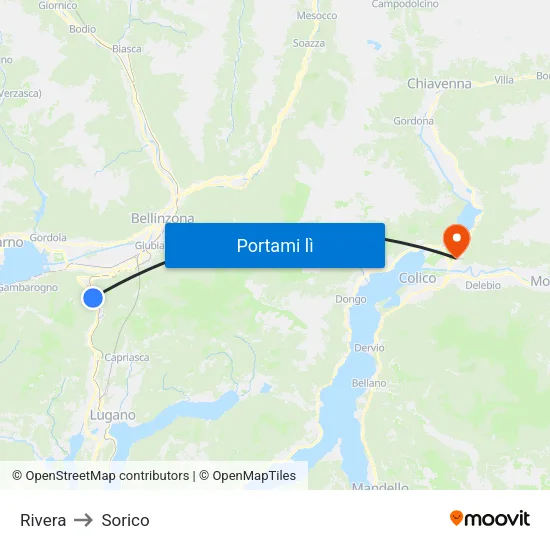 Rivera to Sorico map