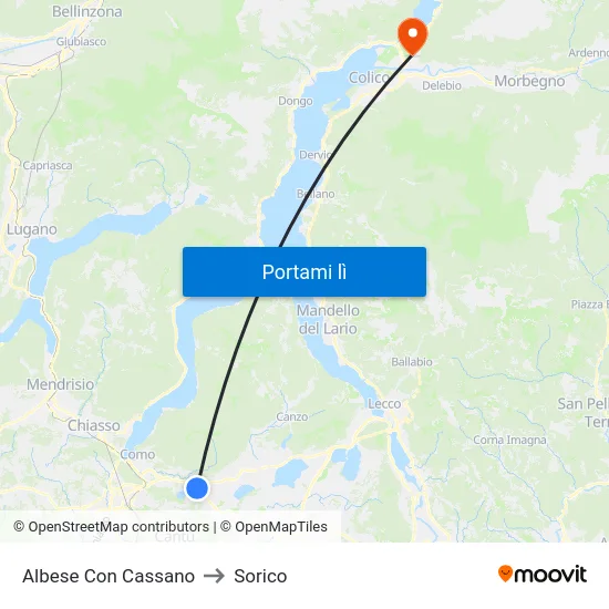 Albese Con Cassano to Sorico map
