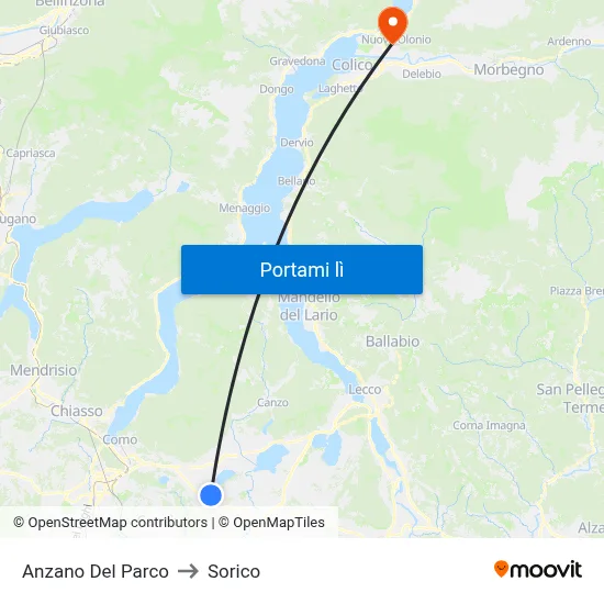Anzano Del Parco to Sorico map