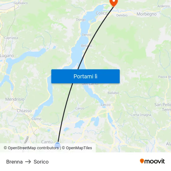 Brenna to Sorico map