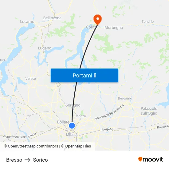 Bresso to Sorico map