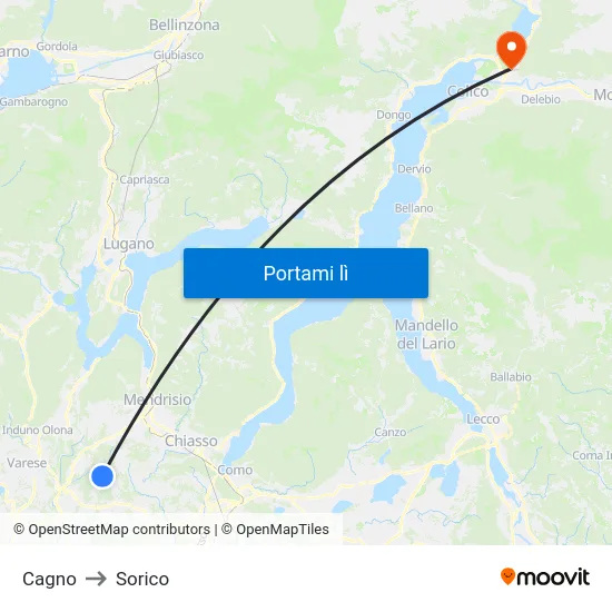 Cagno to Sorico map