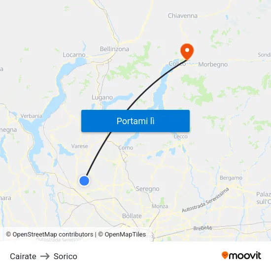 Cairate to Sorico map