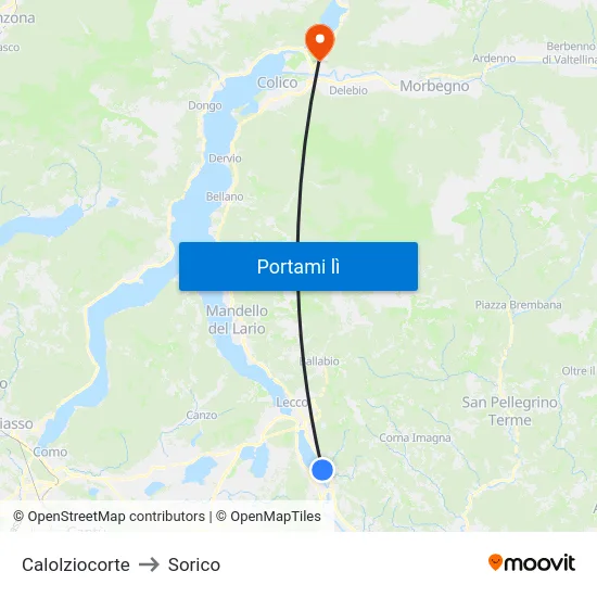 Calolziocorte to Sorico map