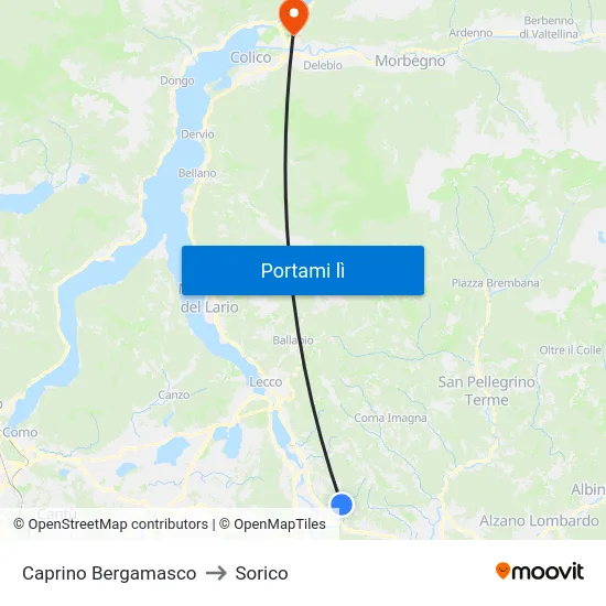 Caprino Bergamasco to Sorico map