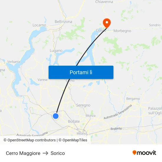 Cerro Maggiore to Sorico map