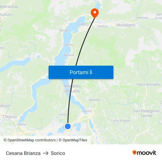 Cesana Brianza to Sorico map