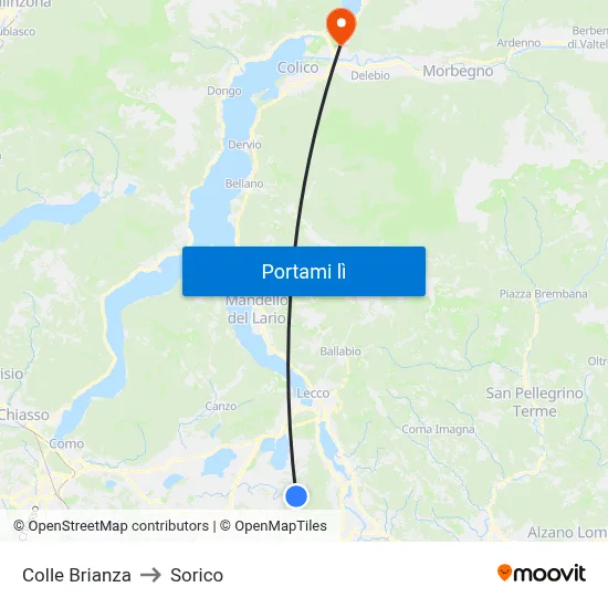 Colle Brianza to Sorico map
