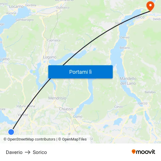 Daverio to Sorico map