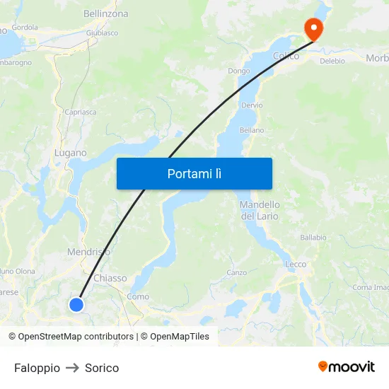 Faloppio to Sorico map