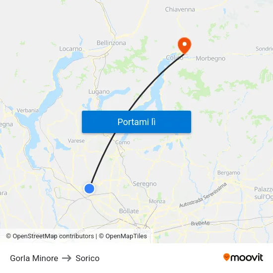 Gorla Minore to Sorico map