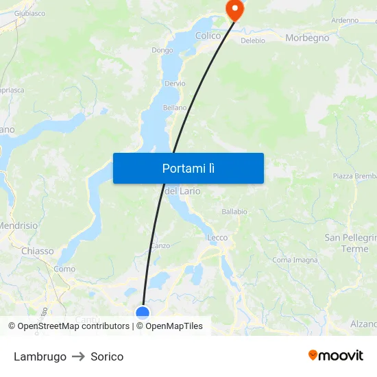 Lambrugo to Sorico map