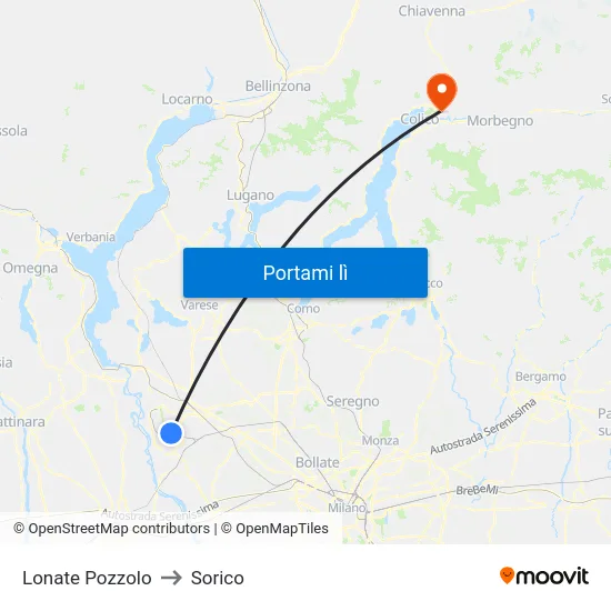 Lonate Pozzolo to Sorico map