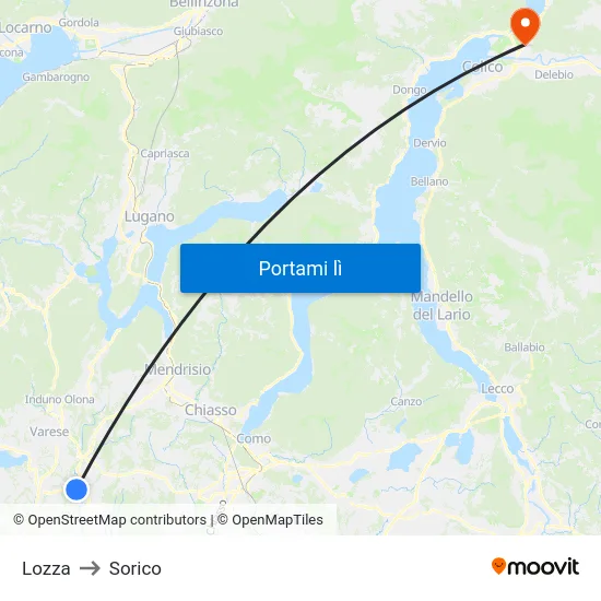 Lozza to Sorico map