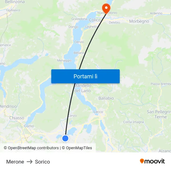 Merone to Sorico map