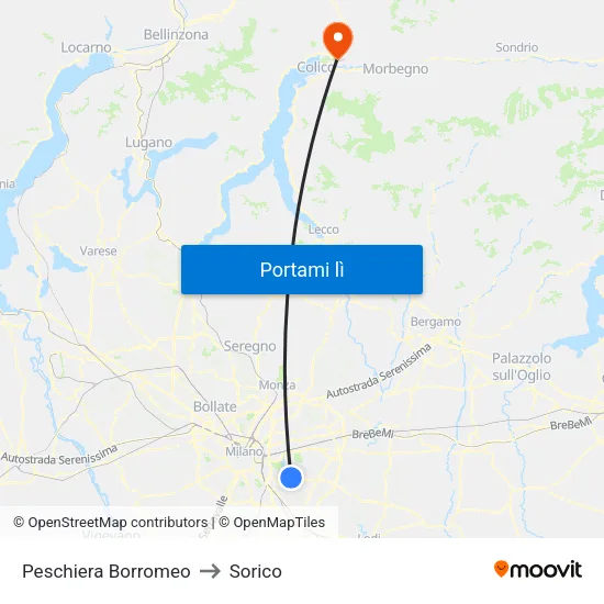 Peschiera Borromeo to Sorico map