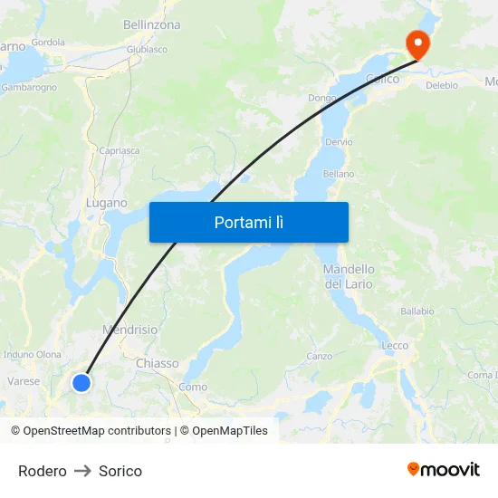 Rodero to Sorico map