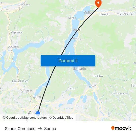 Senna Comasco to Sorico map