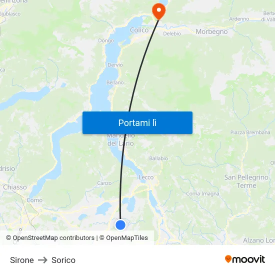 Sirone to Sorico map