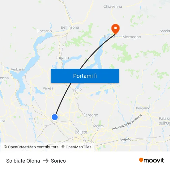 Solbiate Olona to Sorico map