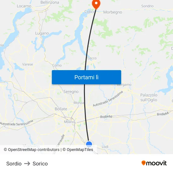 Sordio to Sorico map
