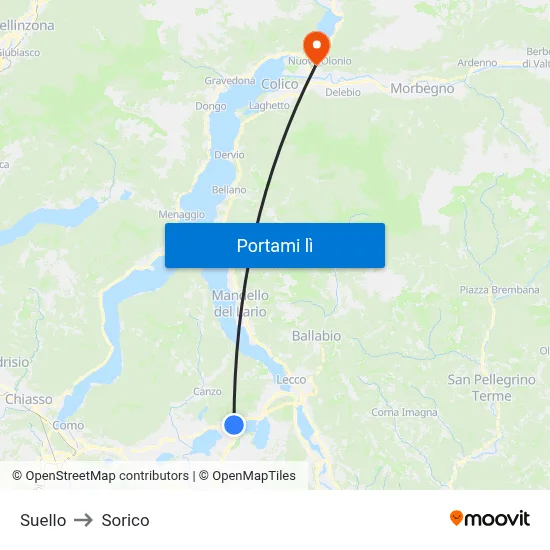 Suello to Sorico map
