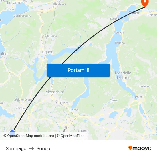 Sumirago to Sorico map