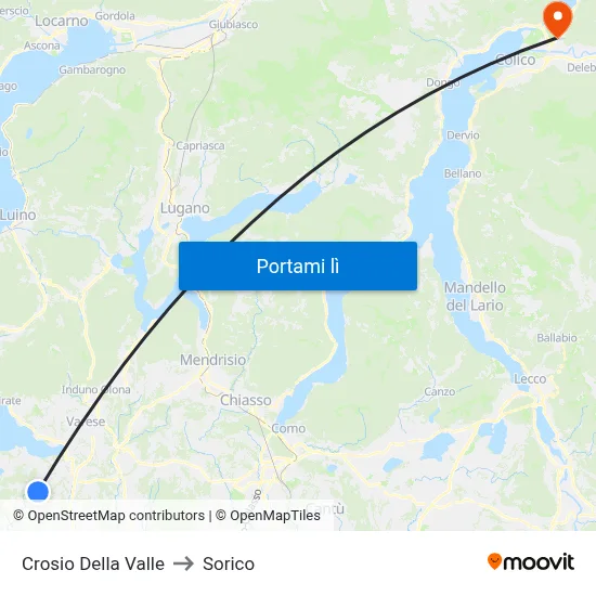 Crosio Della Valle to Sorico map
