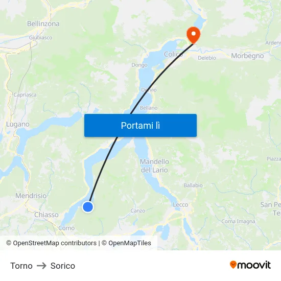 Torno to Sorico map