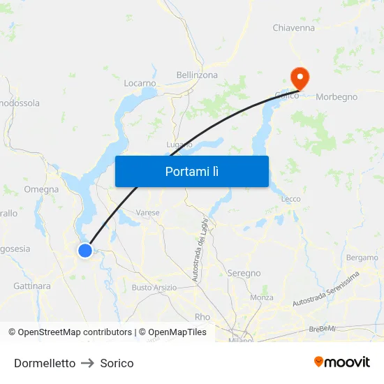 Dormelletto to Sorico map